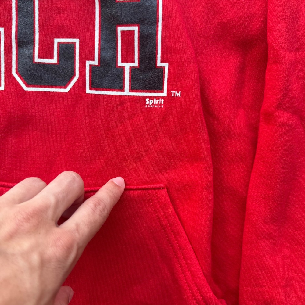 Vintage Russell Athletic Texas Tech Hoodie Red XL USA Collegiate Sweatshirt - Picture 6 of 8